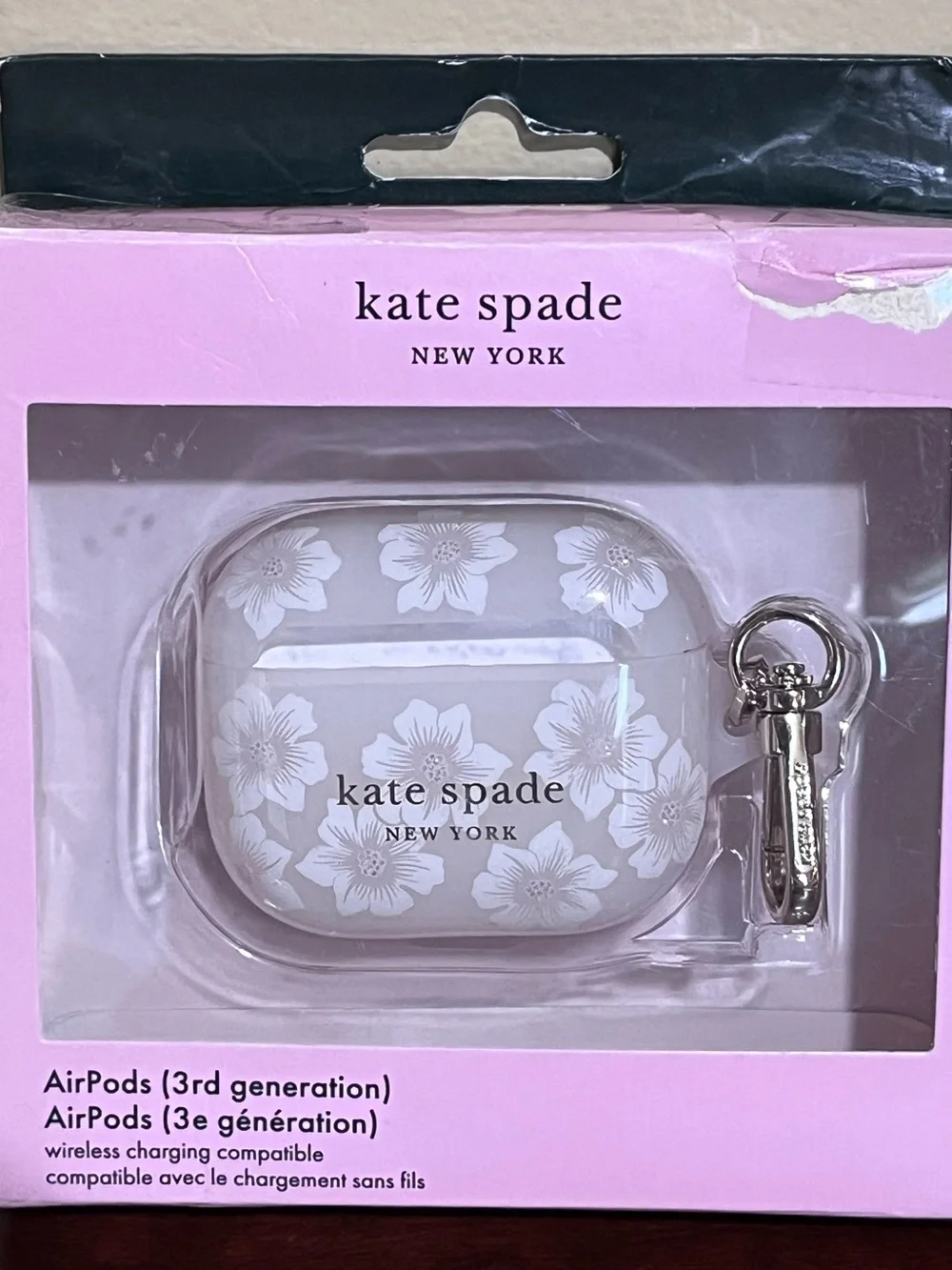 kate spade White Floral AirPods (3rd Gen) Protective Case with Keyring